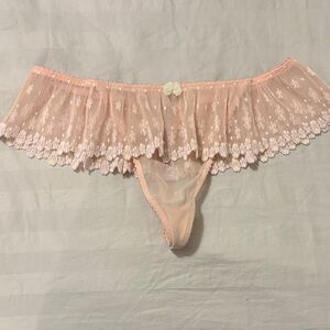 Savage x Fenty Pink Floral Lace Women's Thong Briefs, M
